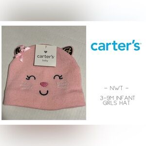 🆕CARTER’S - 3/9M - NWT - INFANT / BABY GIRLS PINK LEOPARD CAT HAT